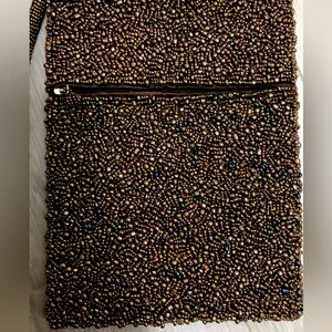 Fully beaded bronze/brown crossbody bag unique!